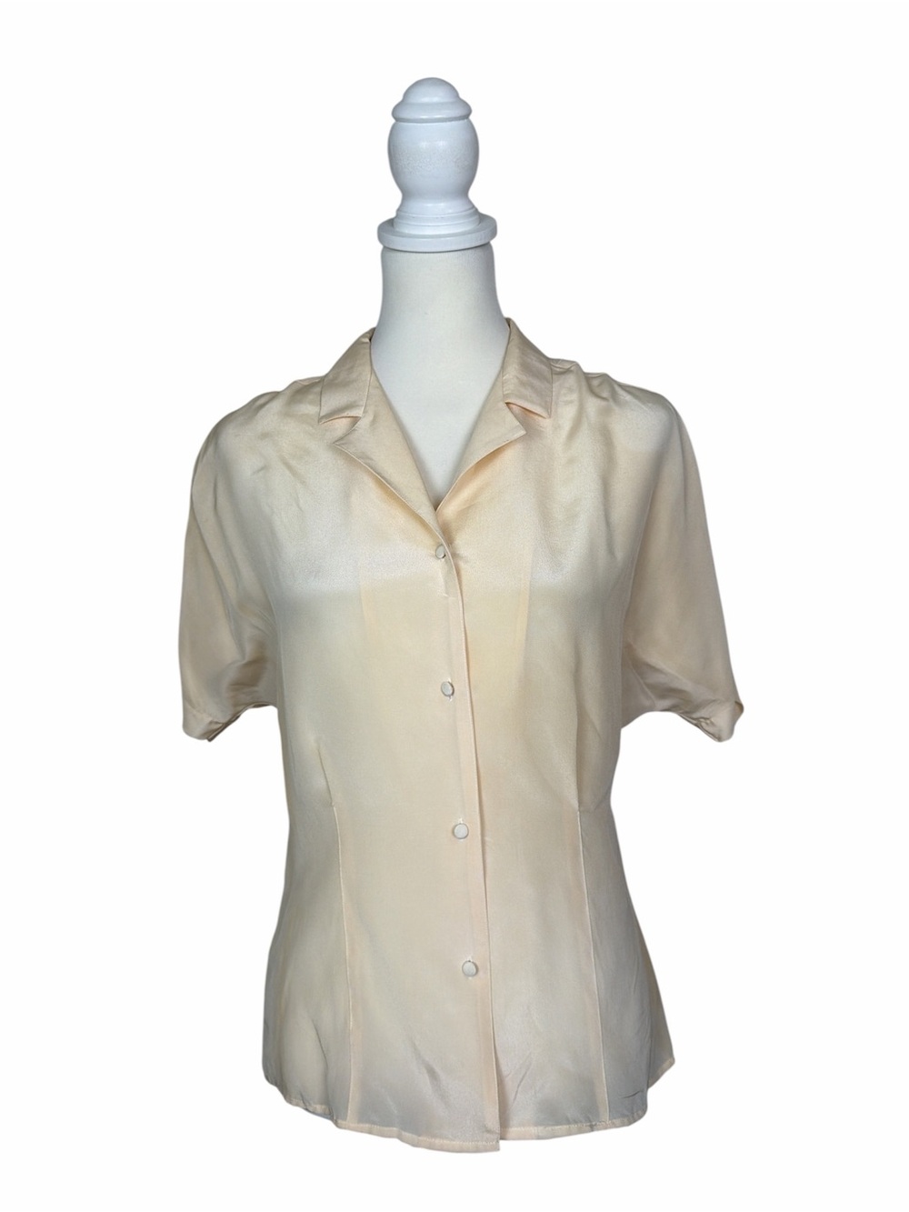 NWT Vintage Tess Paris Milano 100% Silk Blouse Cream Button Front Top Size 4